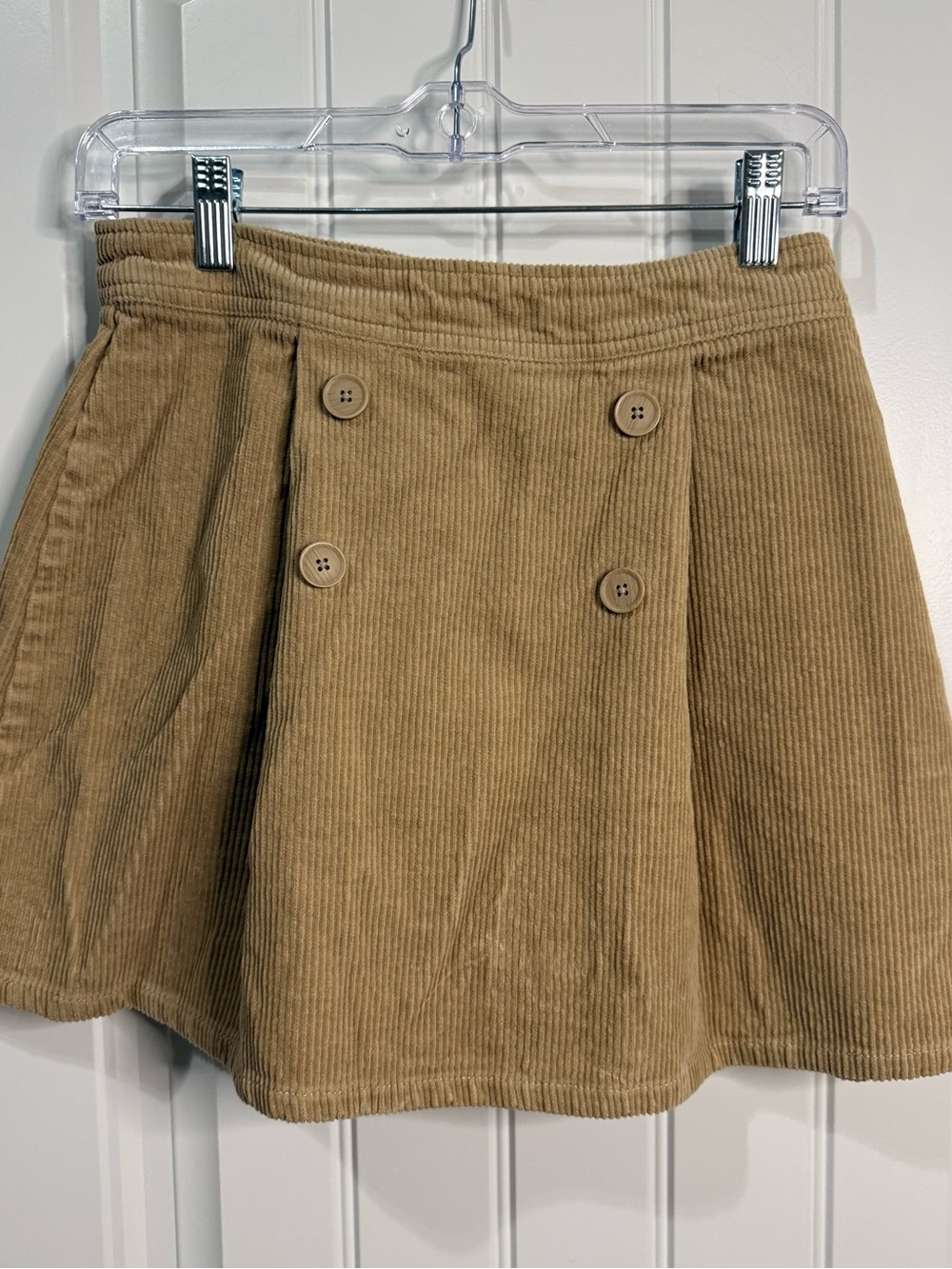 Forever 21 Tan Corduroy Double-Button Skater Skirt Sz Medium 100% Cotton